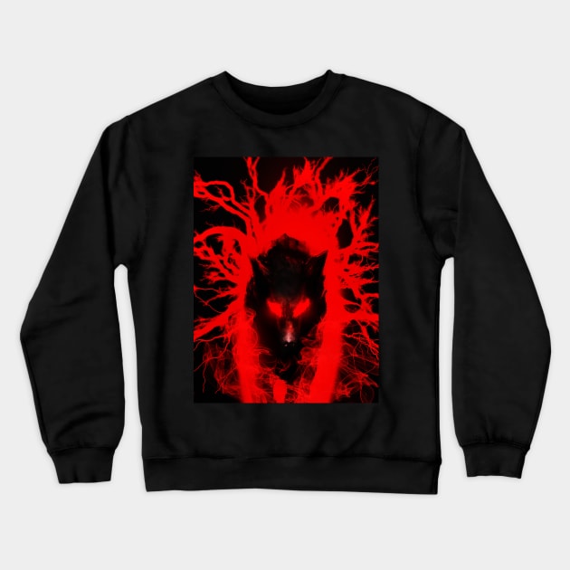 Shadow Wolf Energy Surge Crewneck Sweatshirt by Blackwolf24